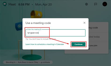 how to get a google meet code