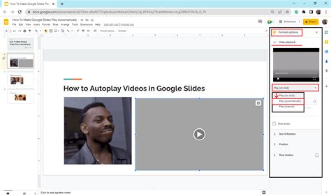 how to get a google slides presentation to play automatically
