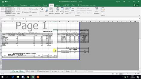 how to get a large excel spreadsheet on one page