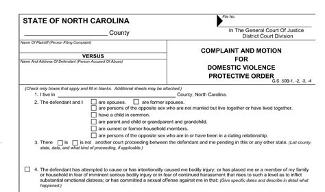how to get a protective order in nc