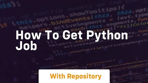 How To Get A Python Job