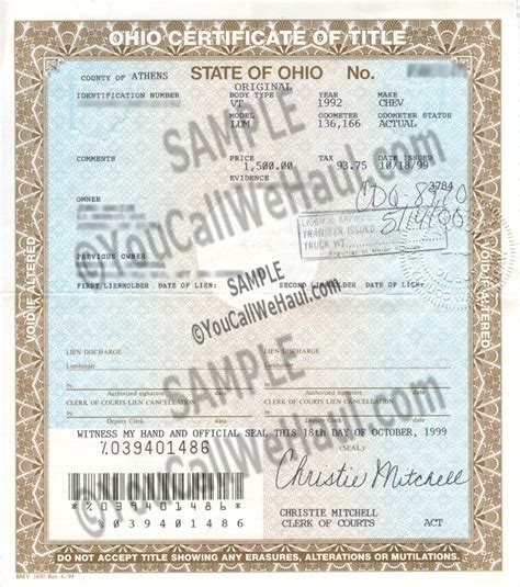 how to get a replacement title in ohio