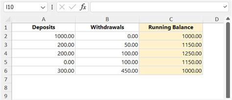 how to get a running balance on excel