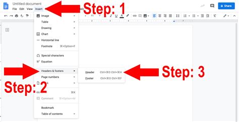 how to get a running header in google docs