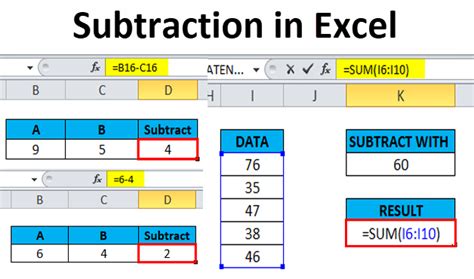 how to get a subtraction formula in excel