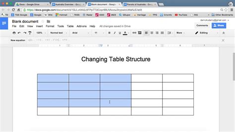 how to get a table on google docs