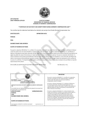 how to get a workmans comp exemption