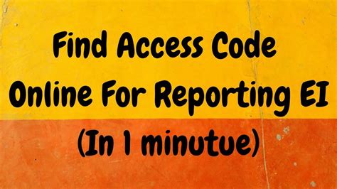 how to get access code for ei reporting