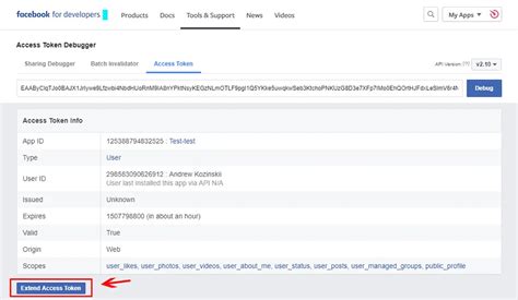 how to get access token for facebook api