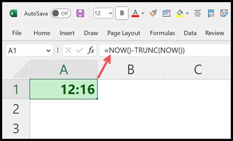 how to get actual time in excel