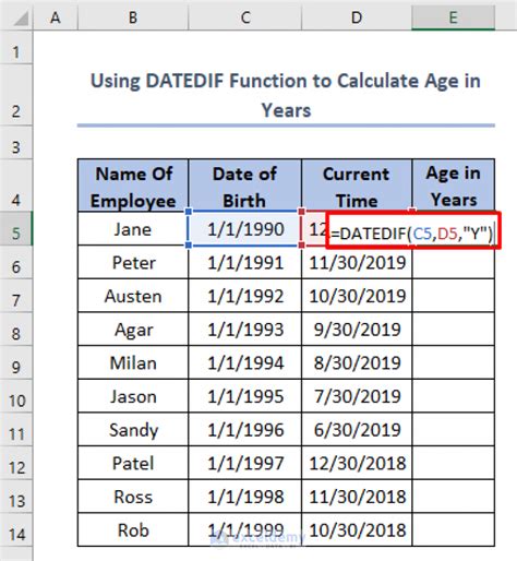 how to get age from two dates in excel