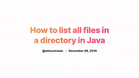How To Get All Files In Directory In Java