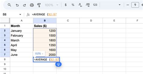 how to get an average on google sheets
