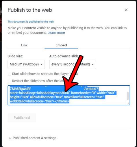 how to get an embed code from google docs