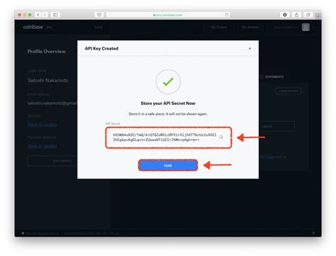 how to get api key from coinbase