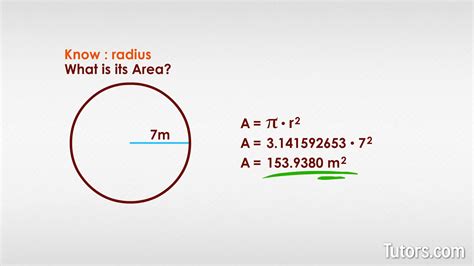 how to get area of a circle with radius