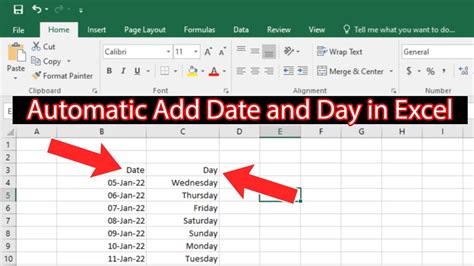 how to get automatic date in excel