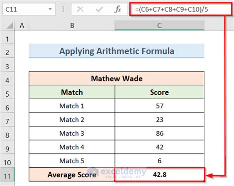 how to get average score on excel