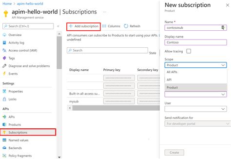 how to get azure api subscription key