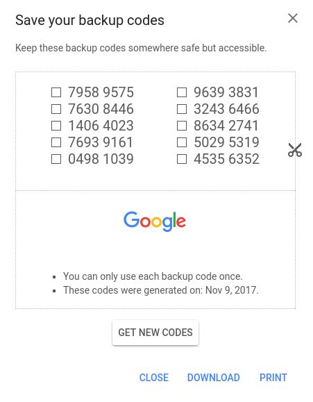 how to get backup codes on google authenticator