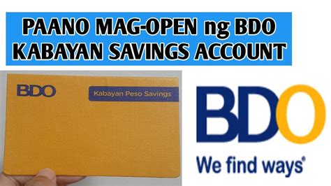 how to get bdo savings account