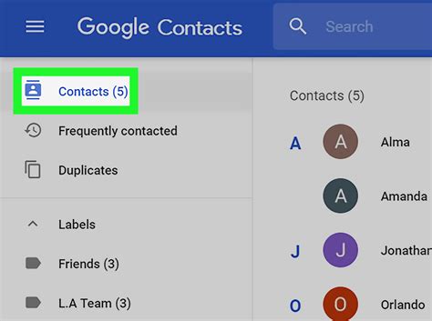 how to get contacts from email