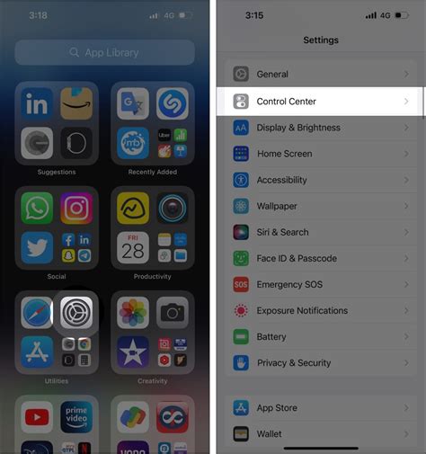 how to get control box on iphone