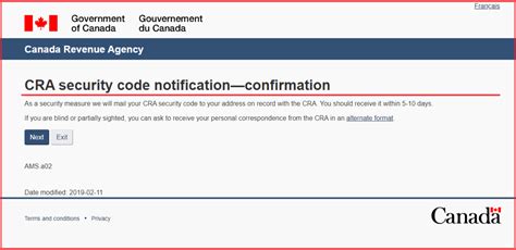 how to get cra security code by email