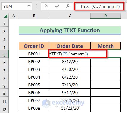 how to get current month in text excel