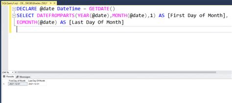 how to get current month start date and end date in sql