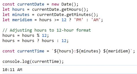 how to get current time in javascript with am pm