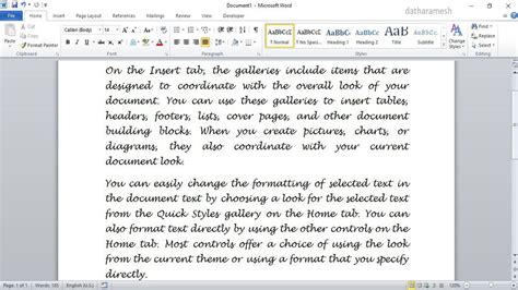 how to get cursive writing on word