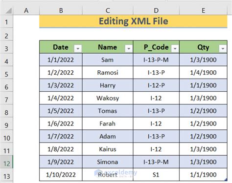 how to get data from xml file in excel