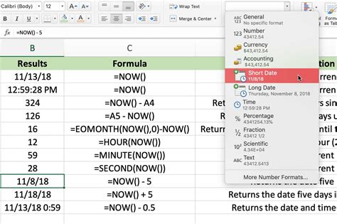 how to get date and time in excel formula