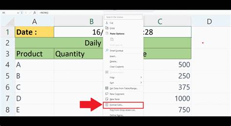 how to get date in excel to automatically update