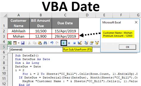 how to get date in excel vba