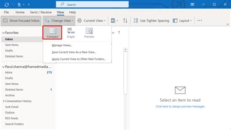 how to get default view in outlook