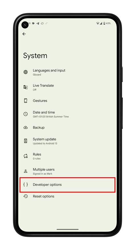 how to get developer option in android phone