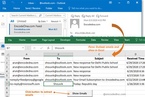 how to get email from excel