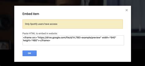 how to get embed code from google drive