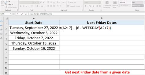 how to get every friday date in excel