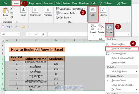 how to get excel rows to automatically resize
