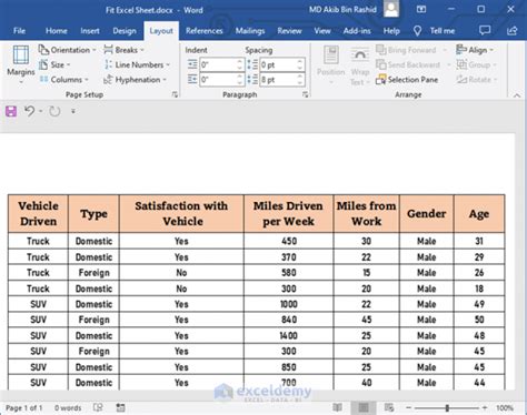 how to get excel table to fit on one page in word