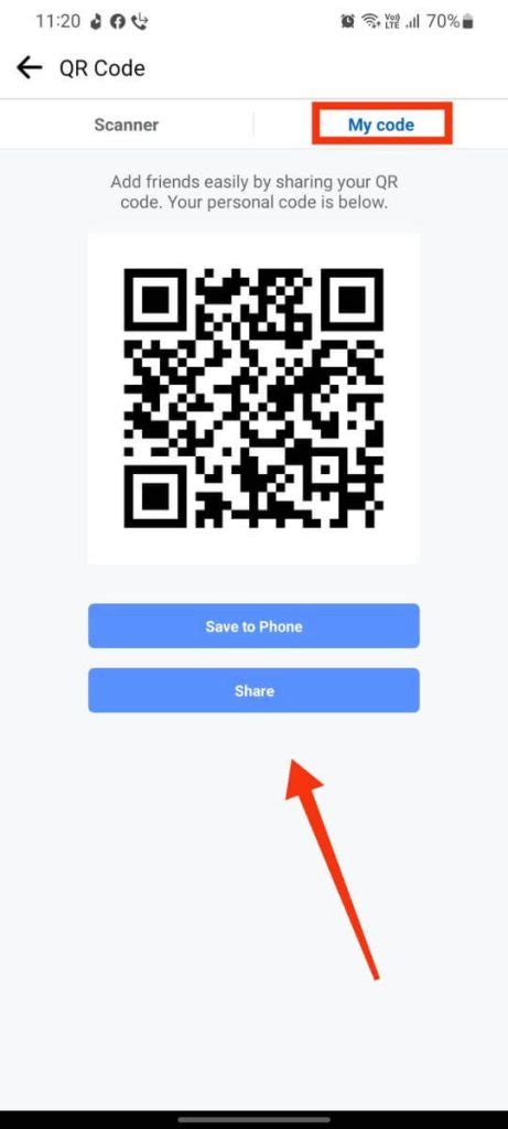 how to get facebook page qr code on iphone
