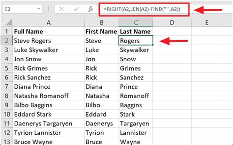how to get first and second name in excel