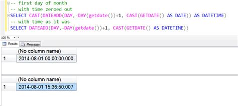 how to get first day of current month in sql server