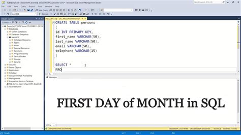 how to get first day of month in sql