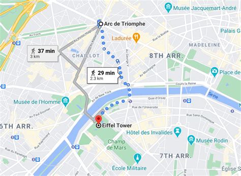 how to get from eiffel tower to arc de triomphe