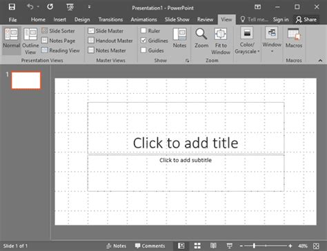 how to get grid on powerpoint