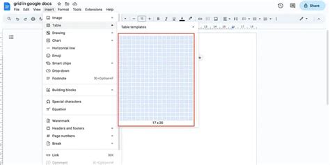 how to get grids on google docs